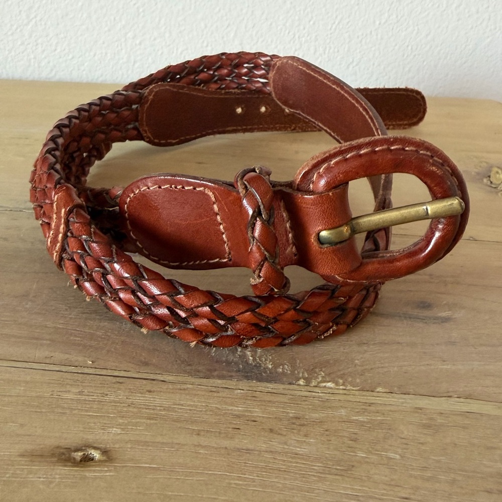 VTG 90s Brooks Brothers Braided Leather Belt with Wrapped Buckle
